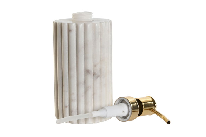 DKD Home Decor Dosificador de Mármol y Metal Blanco y Dorado 8x8x20 cm DKD Home Decor Dosificador de Mármol y Metal Blanco y Dorado 8x8x20 cm