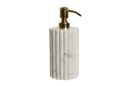 DKD Home Decor Dosificador de Mármol y Metal Blanco y Dorado 8x8x20 cm