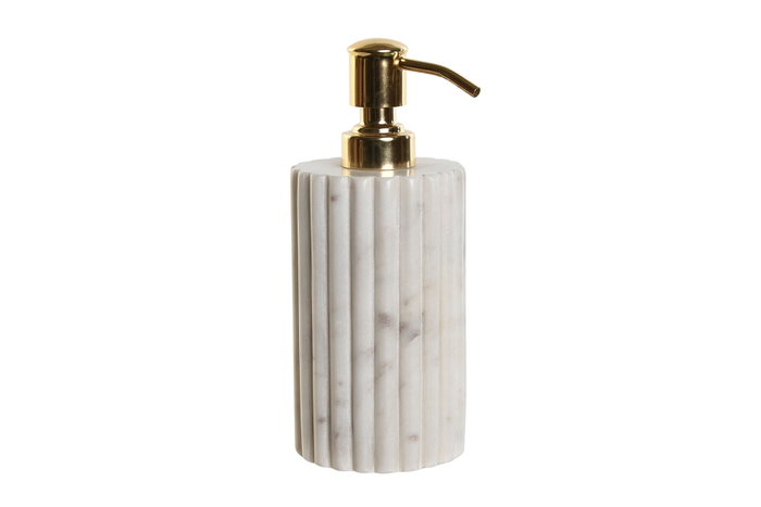 DKD Home Decor Dosificador de Mármol y Metal Blanco y Dorado 8x8x20 cm DKD Home Decor Dosificador de Mármol y Metal Blanco y Dorado 8x8x20 cm