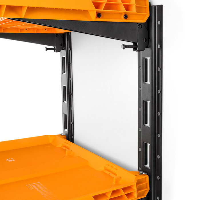 Toughbuilt Sistema de Estanterías Stacktech, 2 Estantes con Guías de 50 cm, Compatibilidad Modular, 53x40.5x4.5 cm, Carga 22.5 kg, Polímero de Alta Resistencia