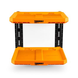 Toughbuilt Sistema de Estanterías Stacktech, 2 Estantes con Guías de 50 cm, Compatibilidad Modular, 53x40.5x4.5 cm, Carga 22.5 kg, Polímero de Alta Resistencia