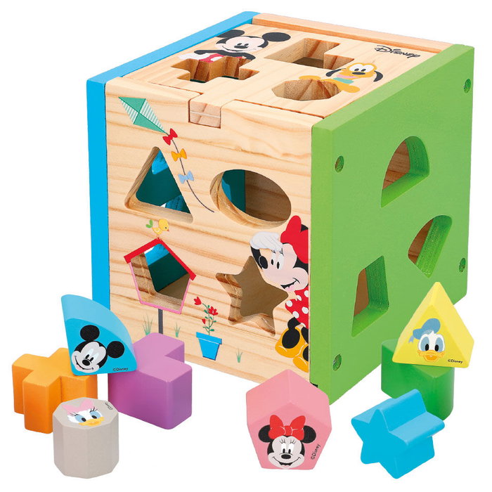 WOOMAX Cubo Formas Mickey Minnie Disney Madera 14 Piezas +12 Meses 15cm WOOMAX Cubo Formas Mickey Minnie Disney Madera 14 Piezas +12 Meses 15cm