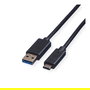 ROLINE 11.02.9011 Cable USB A a USB C 3.2 Gen 1, 1 Metro, Negro