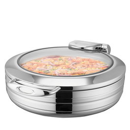 OYV Chaffing Dish o Fuente de Buffet Redonda de Acero Inoxidable, 36 cm de Diámetro (Capacidad 6.8 l, Alto 18 cm, para Mantener Comidas Calientes)