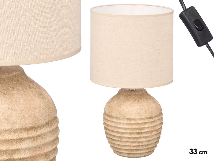 Giftdecor Lámpara Envejecida Redonda Rayas Horizontales 44 cm Cerámica y Tela Marrón (Set de 4) Giftdecor Lámpara Envejecida Redonda Rayas Horizontales 44 cm Cerámica y Tela Marrón (Set de 4)