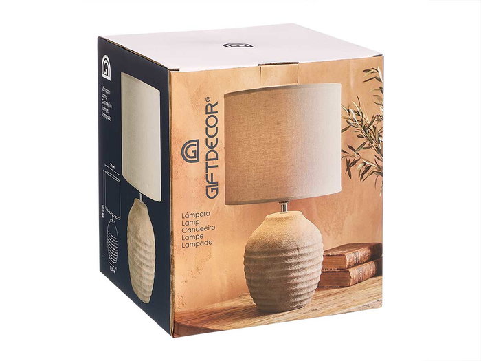 Giftdecor Lámpara Envejecida Redonda Rayas Horizontales 44 cm Cerámica y Tela Marrón (Set de 4) Giftdecor Lámpara Envejecida Redonda Rayas Horizontales 44 cm Cerámica y Tela Marrón (Set de 4)
