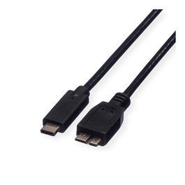 ROLINE 11.02.9005 Cable USB C a Micro-USB B, USB 3.2 Gen 1 (3.1 Gen 1) 5 Gbps, Negro, 0.5m