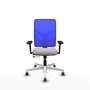 PIQUERAS Y CRESPO Silla de oficina Motilla con mecanismo Sincro/Traslack, Blanco y Azul