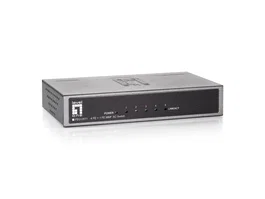 LevelOne Switch FEU-0511, 4 Puertos Fast Ethernet 10/100 + 1 Puerto Fibra Óptica SC Multimodo (100Base-FX hasta 2 km), No Gestionado, Metal, Negro/Gris