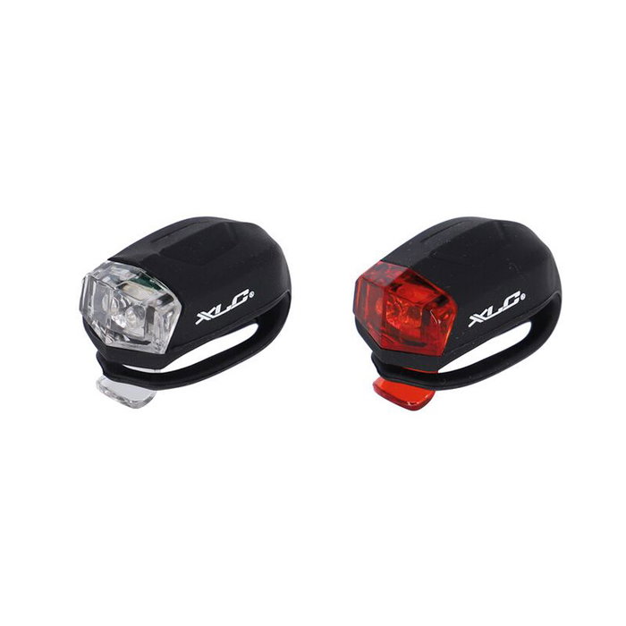 XLC CL-E14 Juego de luces bicicleta con carcasa silicona, 2 LED blanco y rojo, batería CR2032 XLC CL-E14 Juego de luces bicicleta con carcasa silicona, 2 LED blanco y rojo, batería CR2032