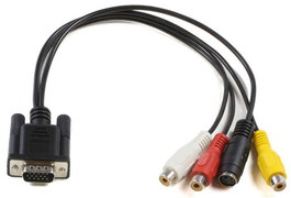 MicroConnect MONGGSV Adaptador de VGA a S-Video y RCA, Cable de 0.2m