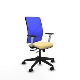 PIQUERAS Y CRESPO Silla de oficina Motilla con mecanismo Sincro/Traslack Crema y Azul