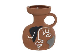 DKD Home Decor Jarrón de Cerámica Cara Terracota