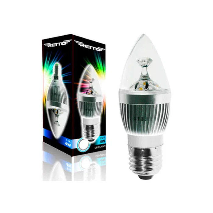 Retto Bombilla LED 3W E27 Formato Vela - Luz Fría 6500K, 350 Lúmenes, 220V