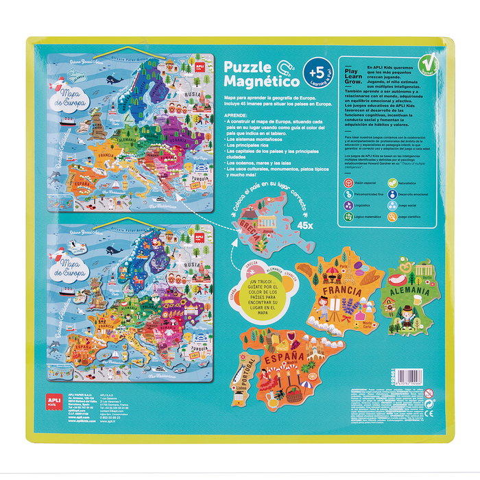 Puzle Educativo Magnetico Apli Kids Mapa De Europa 45 Piezas