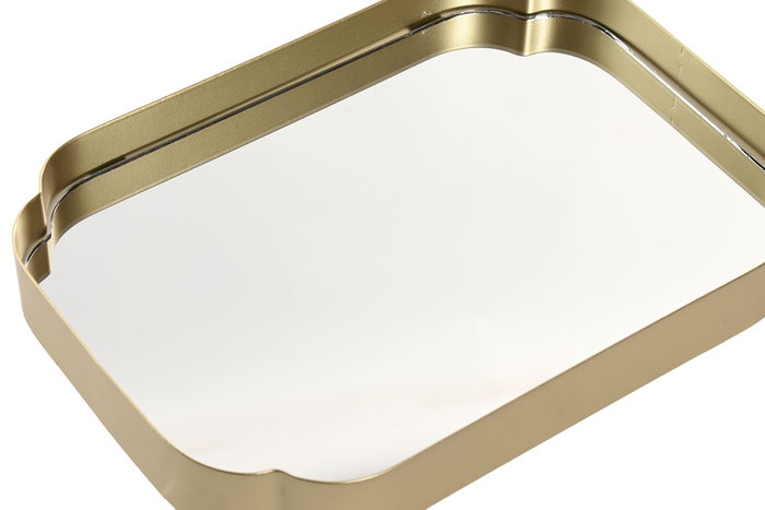 DKD Home Decor Bandeja de Decoración Espejo Metal Dorado
