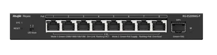 Ruijie Networks RG-ES209MG-P Switch con 8 puertos 2.5G y 1 puerto SFP+