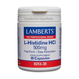 Lamberts L-Histidina HCL 500mg 30 Cápsulas - Aminoácido Esencial en Forma Libre