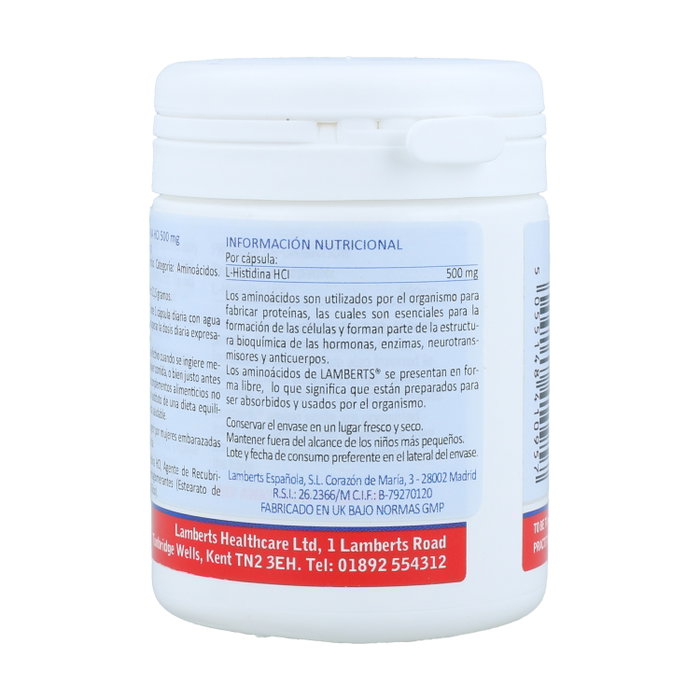Lamberts L-Histidina HCl 500 mg 30 Cápsulas Lamberts L-Histidina HCl 500 mg 30 Cápsulas