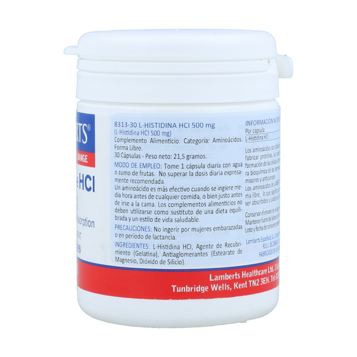Lamberts L-Histidina HCl 500 mg 30 Cápsulas Lamberts L-Histidina HCl 500 mg 30 Cápsulas