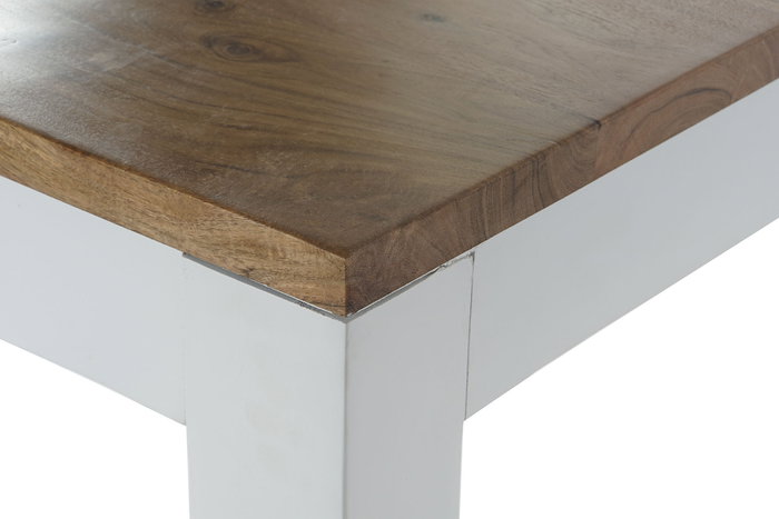 DKD Home Decor Daniela Mesa Comedor Urban Blanco Marron Madera Mango Acacia 100 x 80 x 200 cm