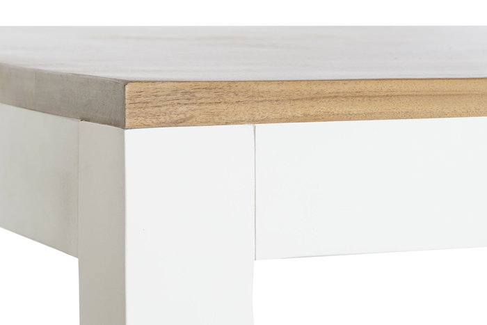 DKD Home Decor Daniela Mesa Comedor Urban Blanco Marron Madera Mango Acacia 100 x 80 x 200 cm