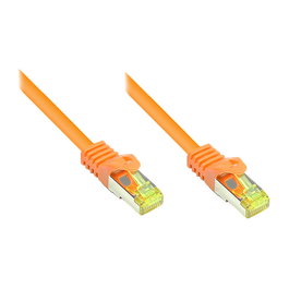 GoodConnections Cable de Red RJ45 Cat7 S/FTP Blindado, 10 m, 10 Gbit/s, 600 MHz, Contactos en Oro, Halógeno Libre, Color Naranja