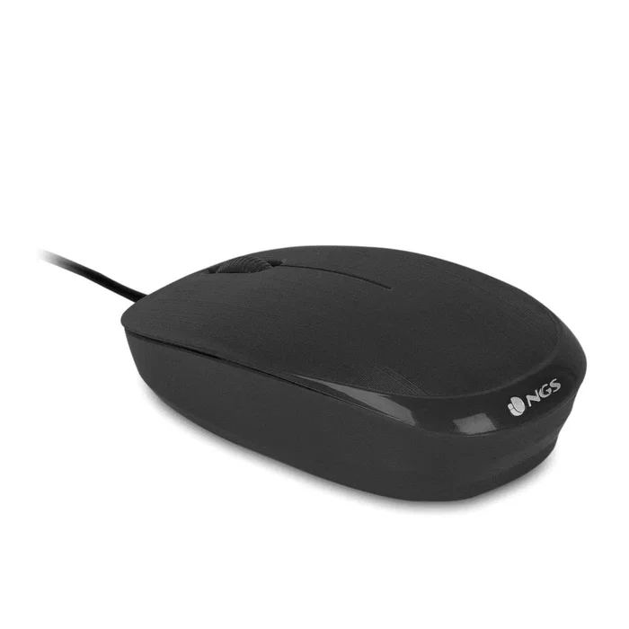 NGS FLAME-C Ratón Óptico Ambidiestro USB Tipo C Cable 1000 DPI Negro