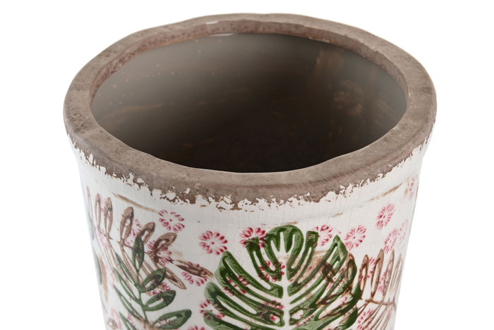 DKD Home Decor Jarrón de Gres con Diseño de Hojas Blanco DKD Home Decor Jarrón de Gres con Diseño de Hojas Blanco