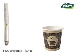 Inde Set de 12 Vasos de Cartón Café 120cc de 6 x 6.5 x 6 cm