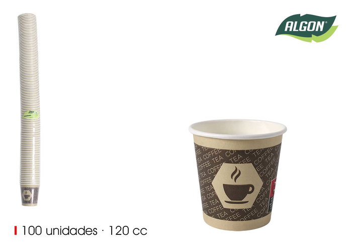 Inde Set 100 Vasos Cartón Café 120cc 6 x 6.5 x 6 cm (12 Unidades) Inde Set 100 Vasos Cartón Café 120cc 6 x 6.5 x 6 cm (12 Unidades)