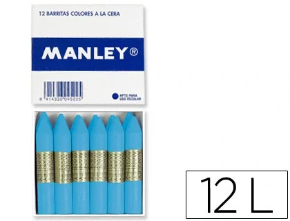 Manley Lápices de Cera Celeste Claro 60mm Estuche de 12 Unidades Manley Lápices de Cera Celeste Claro 60mm Estuche de 12 Unidades