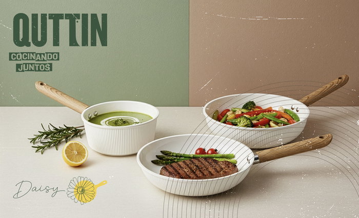 Inde Sartén de 30 cm con Fondo de Aluminio para Inducción, Modelo Daisy Quttin, 780 (6 Unidades)