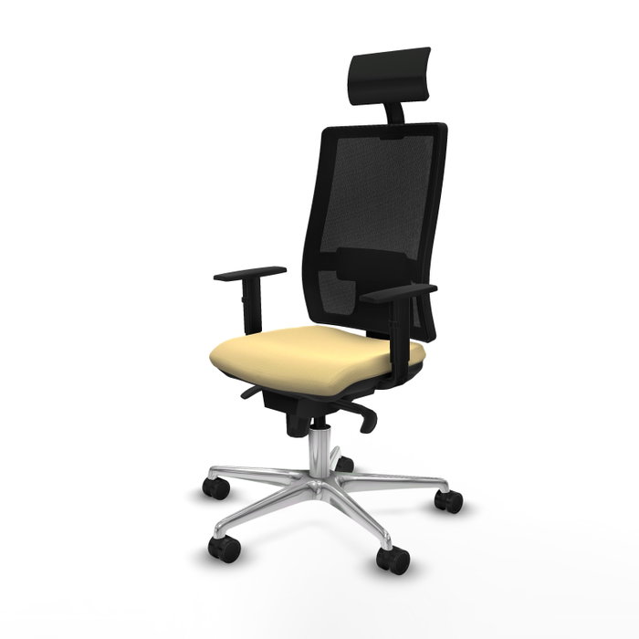 PIQUERAS Y CRESPO Silla de oficina Horna con mecanismo Sincro, Crema y Negro