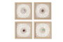 DKD Home Decor Set de 4 Cuadros Enmarcados de Cristal y Papel Mache 22x22 cm
