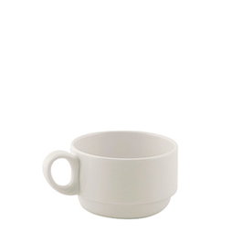 Summa Taza de Té Apilable 20 cl en Vitro Porcelana Color Marfil, 6 cm de Alto, 8.3 cm de Diámetro (Set de 6)