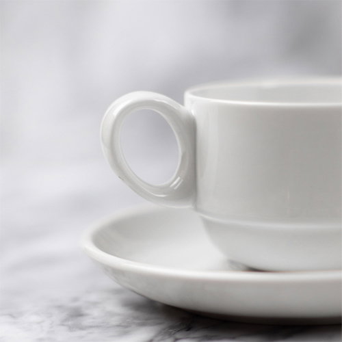 Summa Taza de Té Apilable 20 cl en Vitro Porcelana Color Marfil, 6 cm de Alto, 8.3 cm de Diámetro (Set de 6)