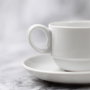 Summa Taza de Té Apilable 20 cl en Vitro Porcelana Color Marfil, 6 cm de Alto, 8.3 cm de Diámetro (Set de 6)
