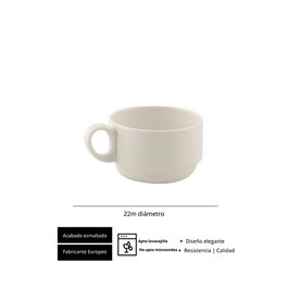 Summa Set de 6 Tazas Apilables Marfil de Vitro Porcelana 20 cl