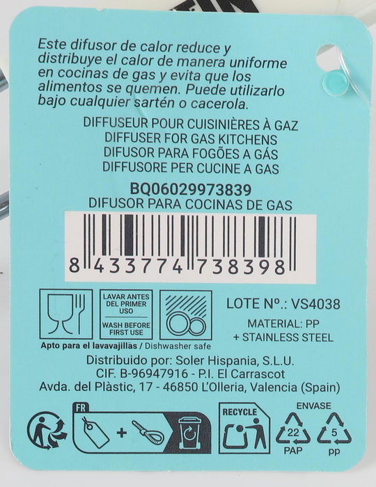Quttin Difusor Para Cocinas De Gas 20.5x35 cm (12 Unidades)