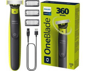 Philips OneBlade 360 QP2724/23 - Afeitadora y recortadora facial con cuchilla 360, 3 peines, recargable USB, resistencia IPX7, para afeitar, perfilar y recortar barba