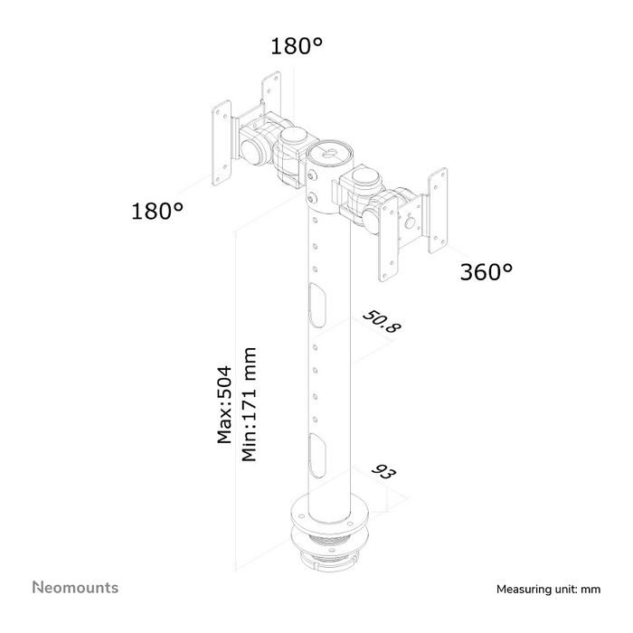 Newstar Neomounts FPMA-D050DBLACK Soporte de Mesa para 2 Monitores Planos hasta 30" (76 cm) y 10 kg