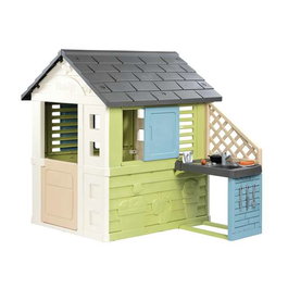 Smoby Casa de juguete con cocina Pretty para niños, medidas 145x127 cm, incluye 17 accesorios de cocina, edad recomendada 2 años, plástico