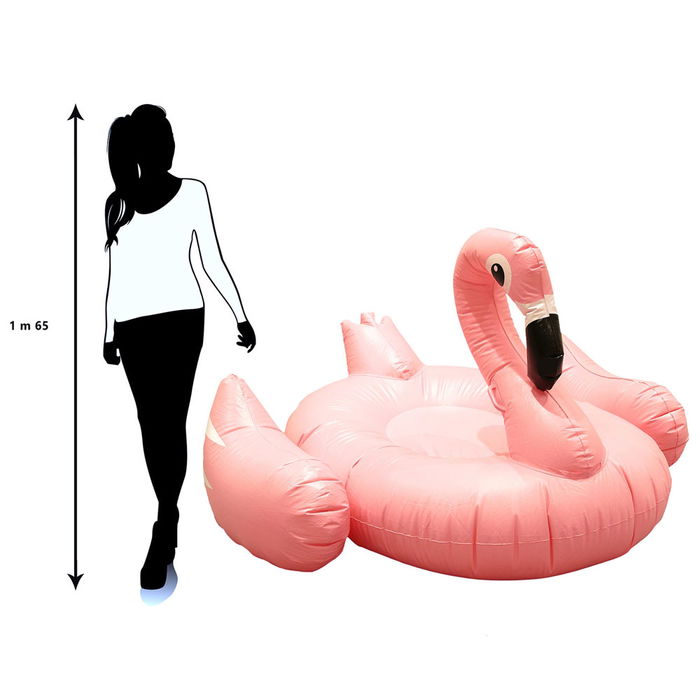 Jet Lag Flotador Gigante Flamenco con Asas 188x178x120 cm para Playa y Piscina