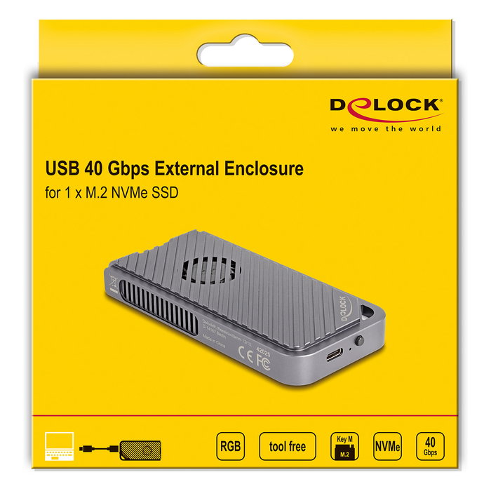 DeLOCK 42025 Carcasa externa para SSD M.2 NVMe con LED y ventilador DeLOCK 42025 Carcasa externa para SSD M.2 NVMe con LED y ventilador
