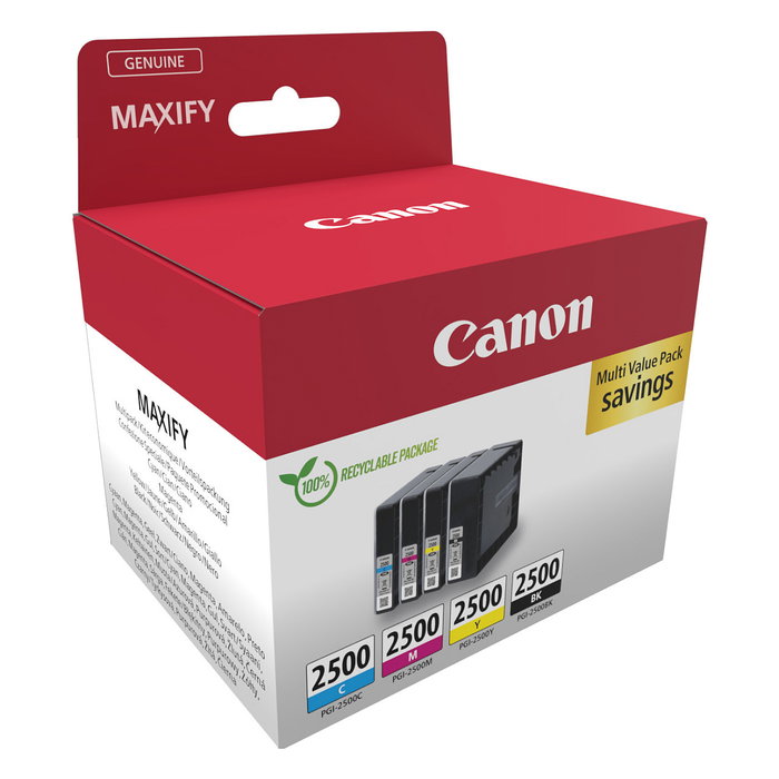 Canon PGI-2500 9290B006 Multipack Tinta Negra Cian Magenta Amarillo 4 Cartuchos Original