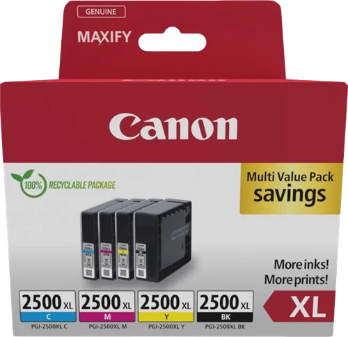 Canon PGI-2500 Multipack Negro, Cian, Magenta, Amarillo Original (9290B006) 3.100 Páginas