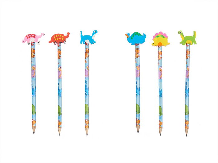 Pincello Set 3 Lapiceros Con Goma Dinosaurios Surtidos 11x26.5x1.5 cm (Set de 32)