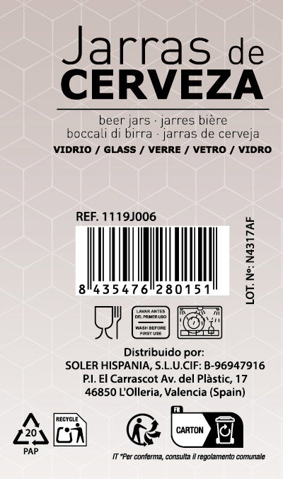 La Mediterranea Jarra Weser 570 cc (Pack de 24 Unidades) inevitablemente elegante La Mediterranea Jarra Weser 570 cc (Pack de 24 Unidades) inevitablemente elegante