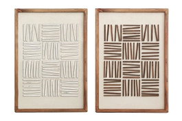 DKD Home Decor Cuadro de Madera Reciclada Pino 42x4x62 3D Blanco